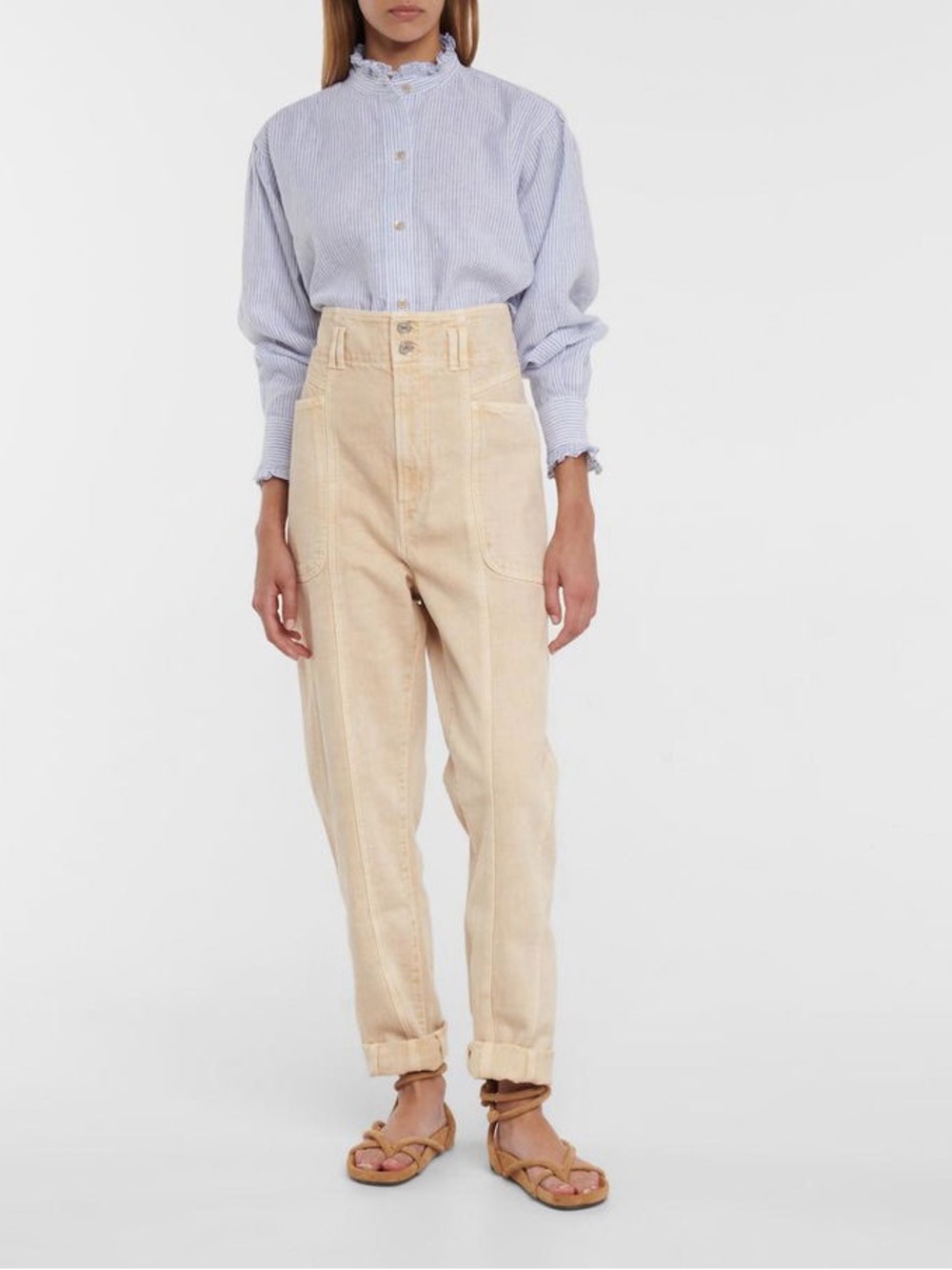 Isabel Marant Etoile Jeans Tess Slim Fit High-waist Boyfriend in Cream - Picture 8 of 10